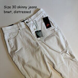 Size 30 Lularoe skinny jeans, white, distressed (151)